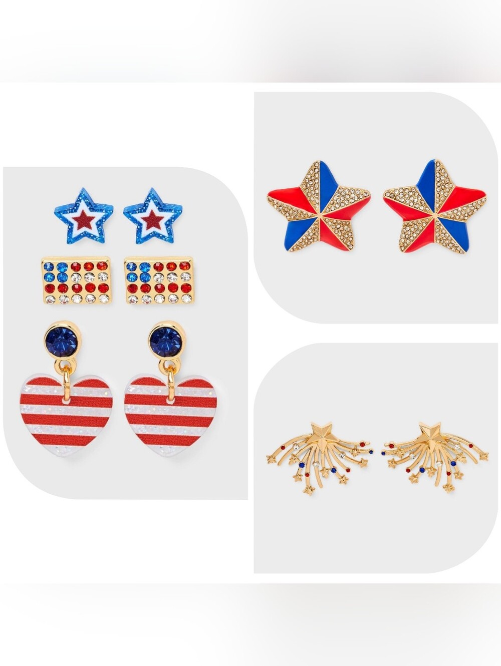 Nwt Americana Patriotic Usa Earrings Bundle